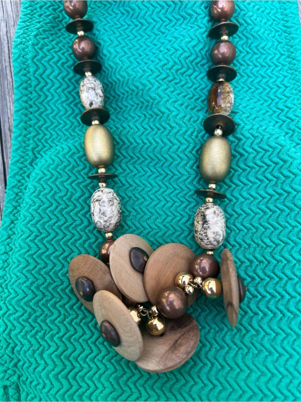 🆕made in Italy 🇮🇹 Bohemian wood, with copper and gold pieces necklace - Picture 3 of 4